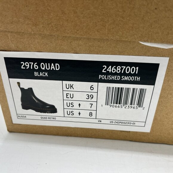 NWT DR. MARTENS V 2976 Quad CHELSEA Boots Polished Smooth Black Women Size 8 NEW - Picture 6 of 6